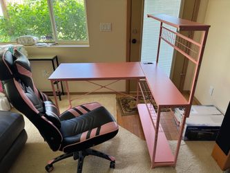 Pink computer desk and chair
