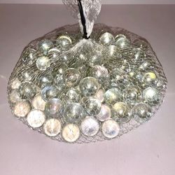 Clear Iridescent Glass Marbles Gems Large Lot Approx 1.5 Lbs Vase Filler Decor