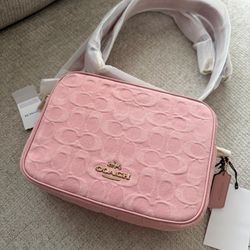 Coach Pink Denim Signature Carey Camera Crossbody Bag