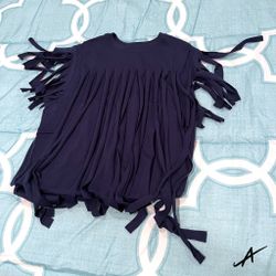 Custom Navy Fringe Tank Top Tribal Style Festival Hippie Boho (S-XXL)
