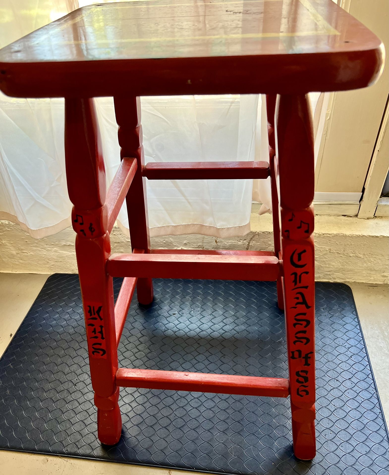 Vintage Wooden Stool- 1985