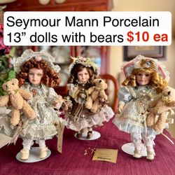 Seymour Mann porcelain dolls. Excellent condition . Will make nice Christmas gifts