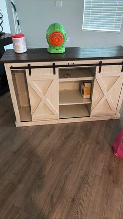 Farmhouse TV Stand with Sliding Barn Doors