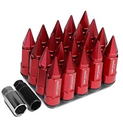 20Pcs M12 x 1.5 Open/Closed End Aluminum Alloy Wheel Lug Nuts w/Deep Drive Extension, 23mm OD/83mm Red tornillos 