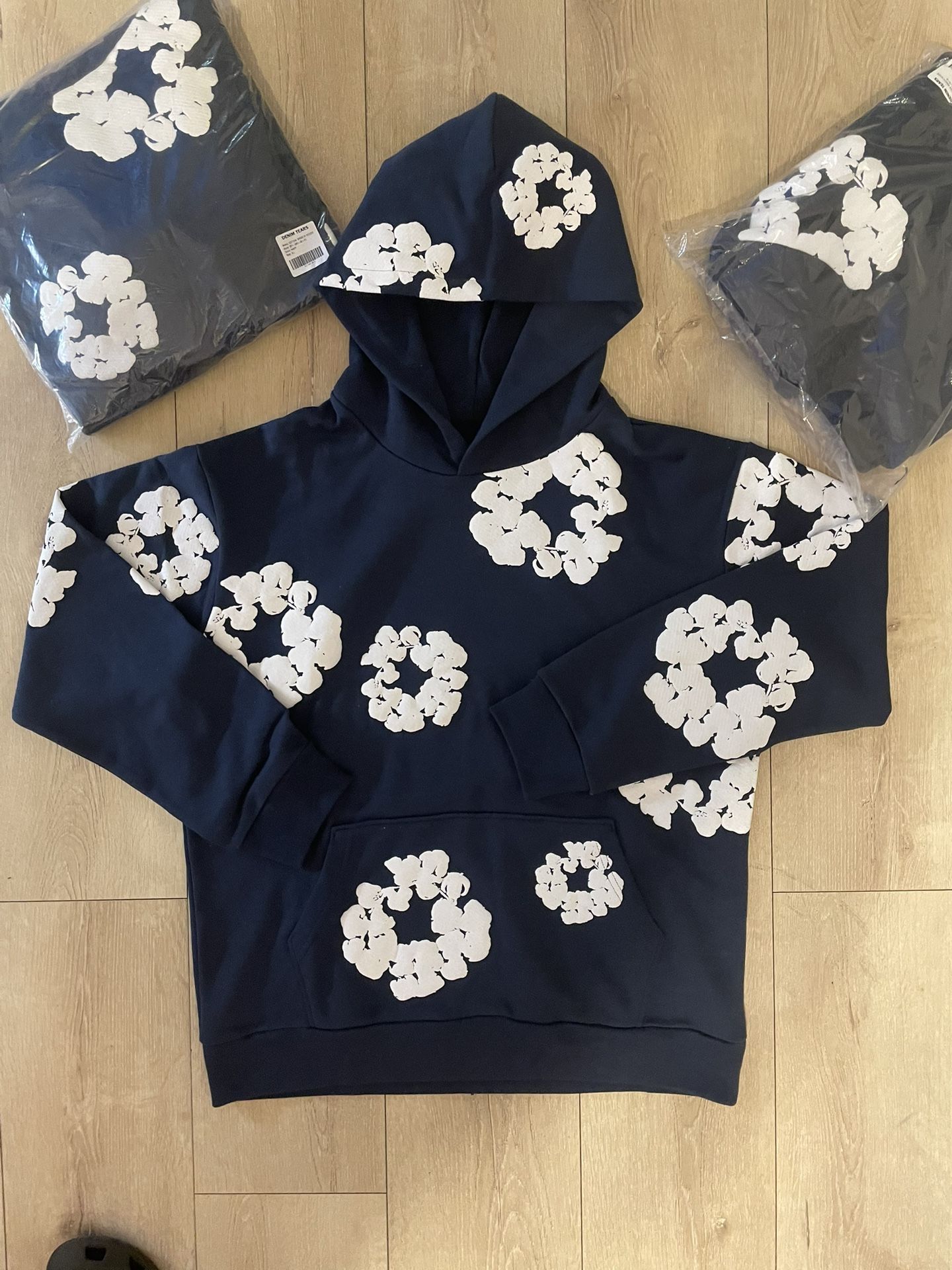 Navy Denim Tear Hoodie