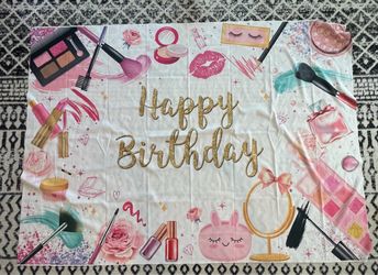 Happy birthday banner - girls glam beauty theme