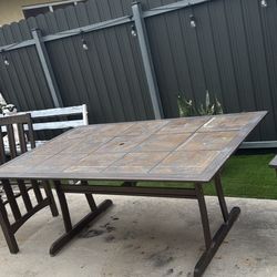 Aluminum Tile Table With 6 Armed Chairs. No Cushions Lightweight 