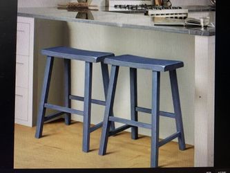 Solid Wood 24” Saddle Stools Set Of 2