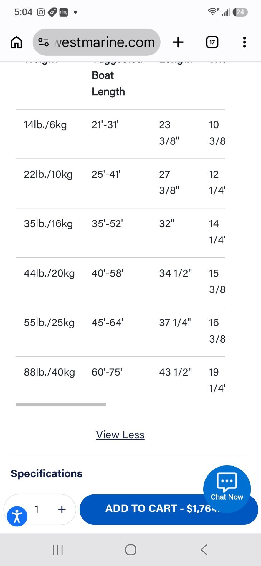 Lewmar SS 14lb Anchor main image 3