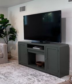 Dark Gray TV Stand with Cabinet Storage
