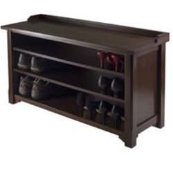 Winsome Wood Dayton Bench, Shoe Storage, Walnut Finish
