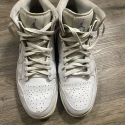 Nike Mens Air Jordan 1 Mid 554724-120 White Basketball Shoes Sneakers Size 13