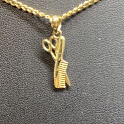 10k Gold Comb And Shears Pendant Or Charm
