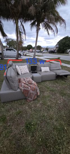 City Furniture Automatic Recliner Gray Leather Couch