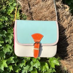 Small Multicolor Leather Purse Made In Italy 