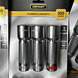 3-Pack LED Flashlights – 300 Lumens – Brand New (Defiant)