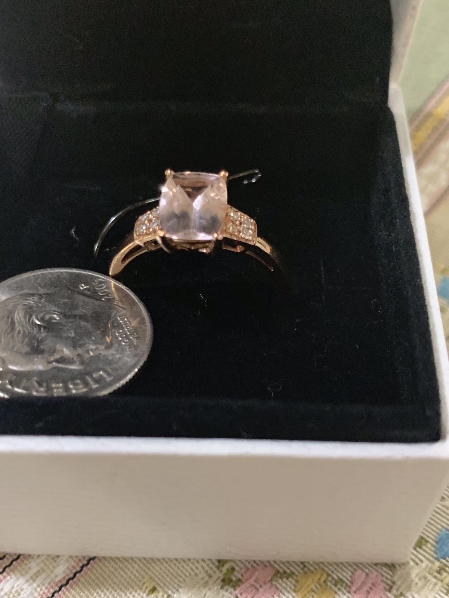 10kt Rose Gold Cushion morganite engagement ring Mom Promise Ring