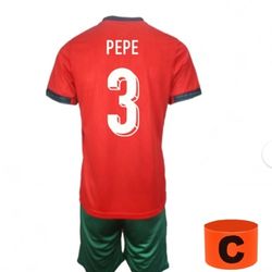 2024-25 Kids Soccer Jersey Portugal Boys Football Uniforms For PEPE（6-7years）
