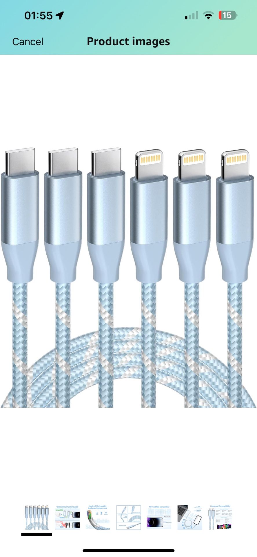 USB C to Lightning Cable 3 Pack 6FT Apple MFi Certified iPhone Fast Charger Fast Charging Type c to Lightning Cable for iPhone 14 13 12 11 Pro Max Xr 