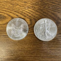 Two Silver American Eagles