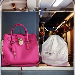 Michael Kors Hamilton Large Tote Bag – Deep Pink Leather W/ Dust Bag | Authentic