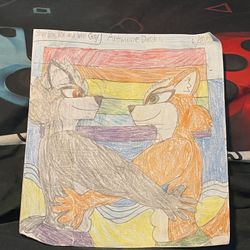 Vibrant Gray and Orange Drawing Illustration