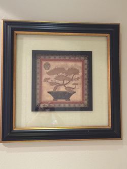 Wall art black framed bonsai tree