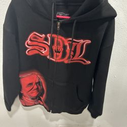 Red Black SDL Zip Up Hoodie
