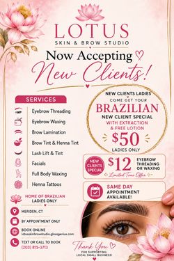 Eyebrow threading specials $12