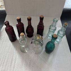 VTG 9 Glass Miniature Bottles From The 70’s
