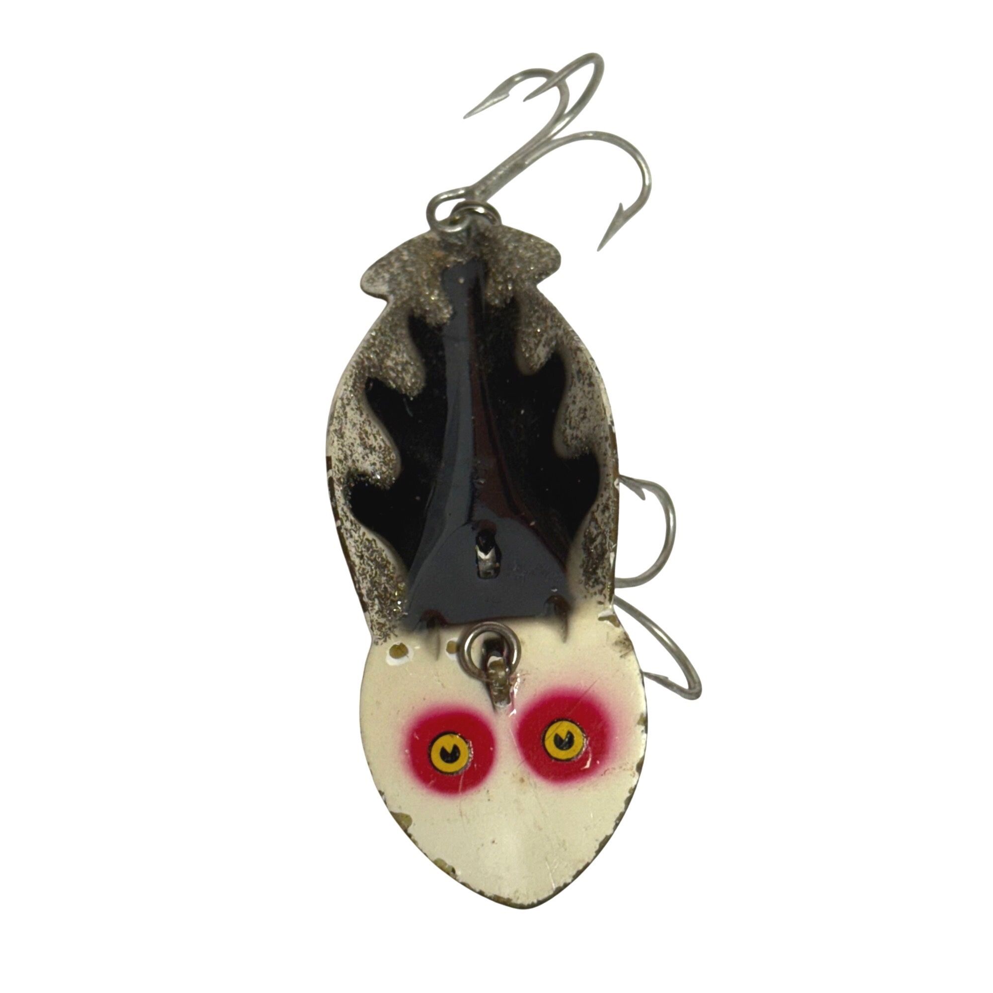 Buck Perry Spoonplug Vintage Black White Red Glitter Fishing Spoon Lure