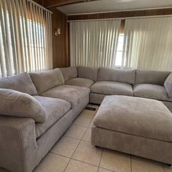 Grey Corduroy sectional Brand new
