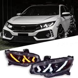 LED Headlights For Honda Civic 2016-2021 10th Gen Front Lamps Assembly