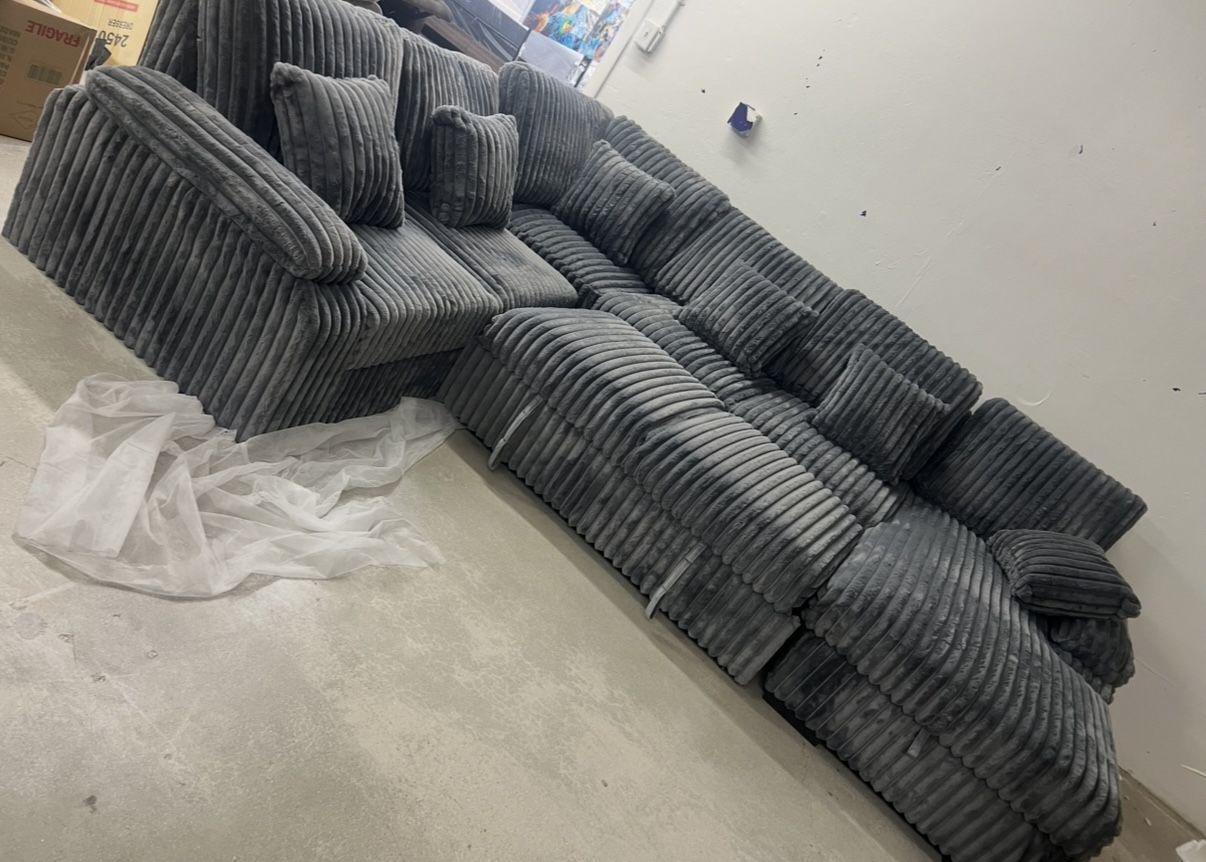 🛋️NEW!! Corduroy Sleeper Sectional Sofa STILL IN BOX 📦