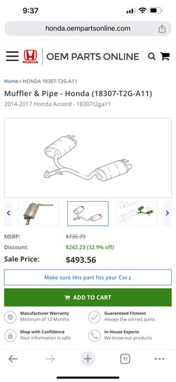 2014 Honda Accord Sport Stock Exhaust Like New OEM