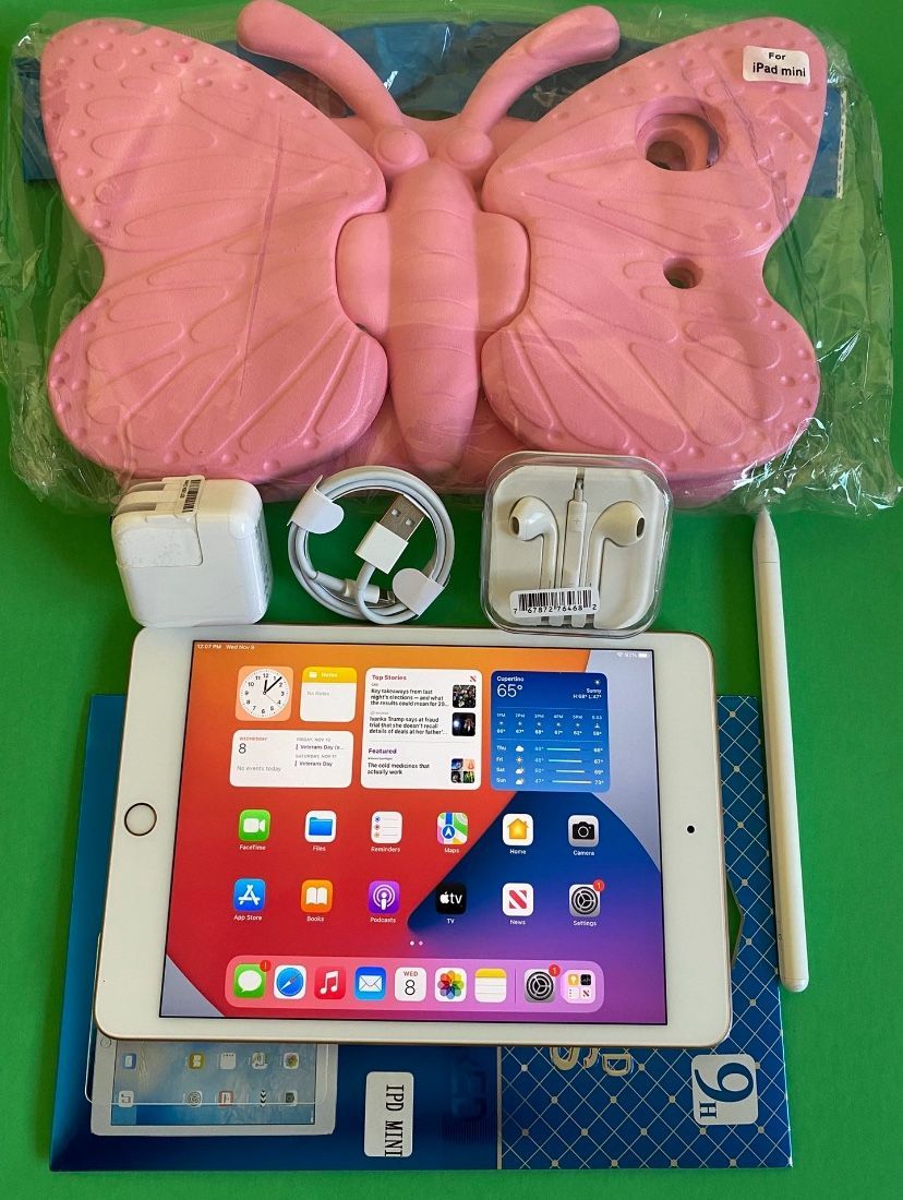 Apple iPad mini 5 (5th Generation/7.9” retina/ latest IOS 18/ 2019 Model ) 64GB with pen, kids case & Accessories (256GB $329)