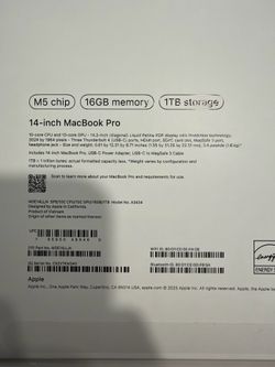MacBook Pro m5 14” 1TB 16gb memory Space Black