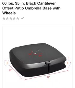 66 lbs. 35 in. Black Cantilever Offset Patio Umbrella Base with Wheels