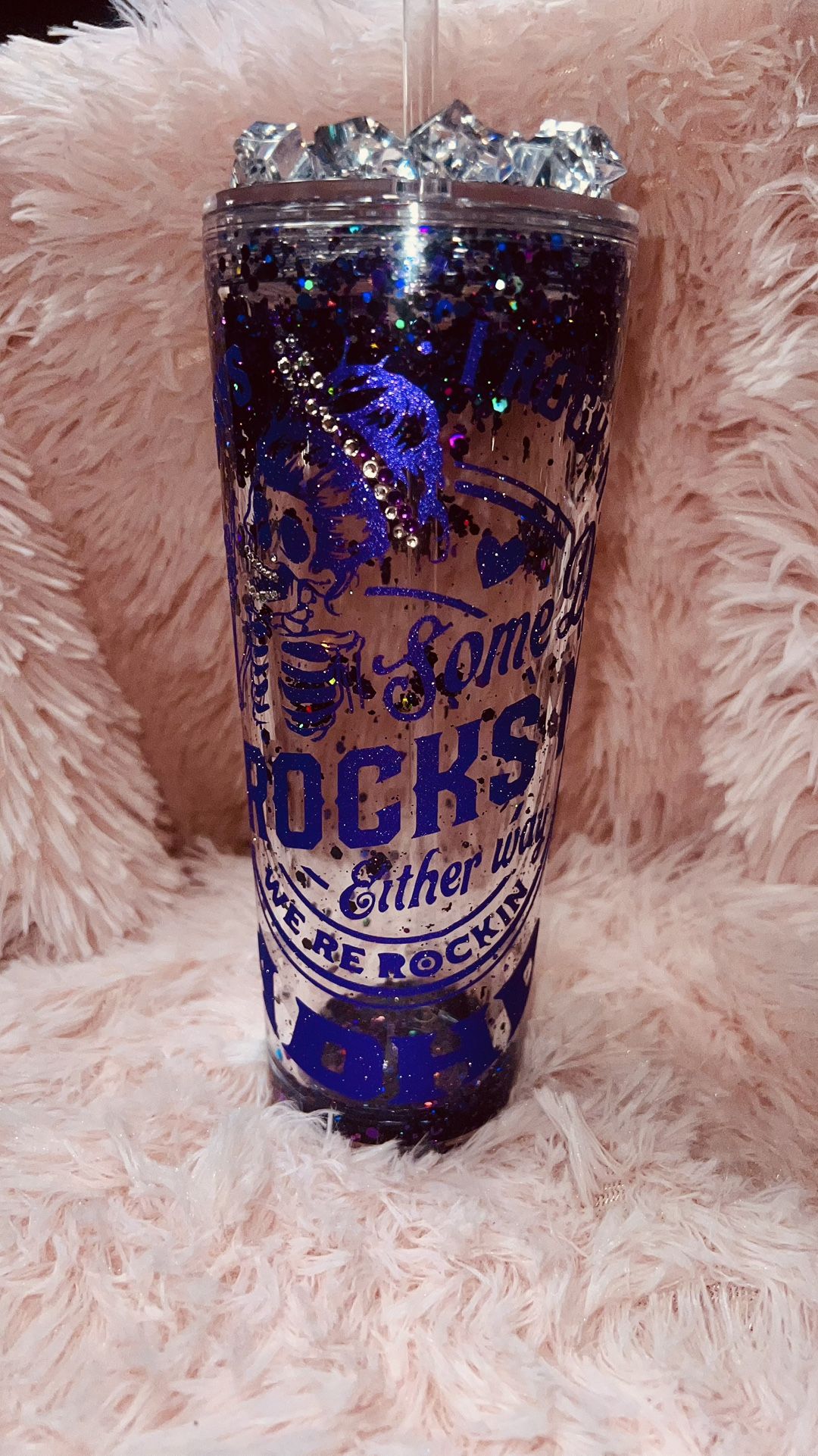 24oz Iced Tumbler With Funny Quote And Bling