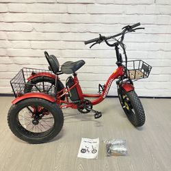 TK1 Red Fat Tire Electric Adult Tricycle Trike Bike Mooncool