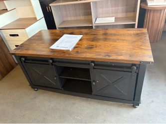 Farmhouse Lift Top Coffee Table with Storage Sliding Barn Door & Large Hidden Compartment, Coffee Table with Lifting Top with Wooden Lift Tabletop, Bl