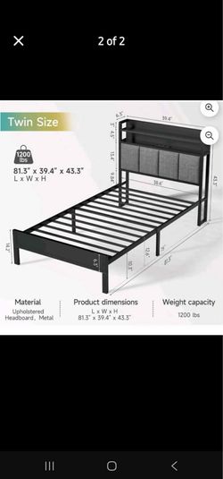 Twin bed frame and mattress