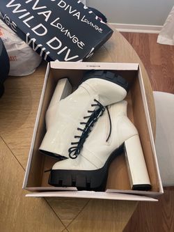 White Patent Heel Boots Size 8