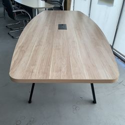 Mid Century Conference Table Honey Maple With Black Metal Base 4x8’