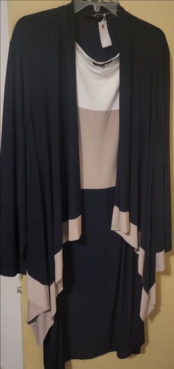 2pc Navy Dress Set Plus Size