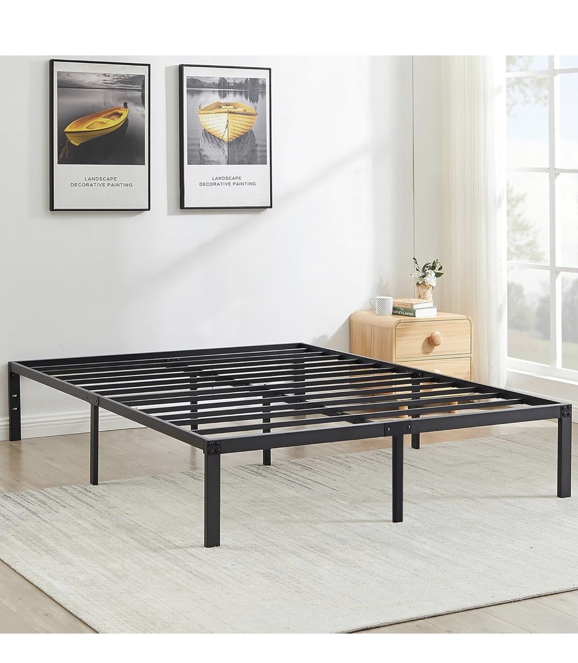 Queen Sized Simple Black Bed frame
