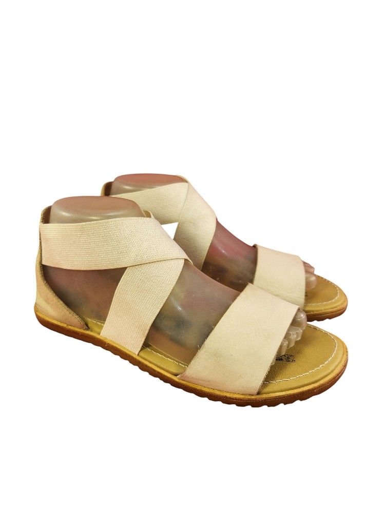 SOREL WOMAN BEIGE LEATHER GLADIATOR SANDALS SIZE 8/39