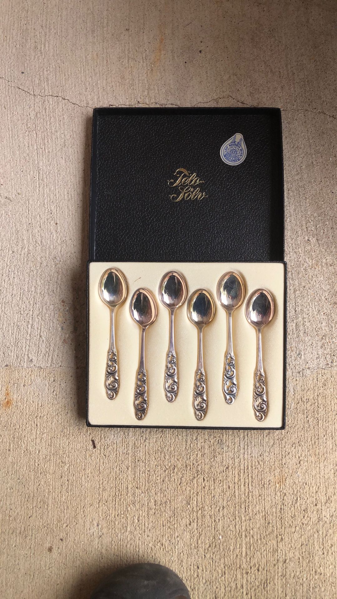Coffee Spoon set of 6 in fitted box 4 1/2" - Tele - Norwegian Sterling by Mylius Brodrene - Sterlin