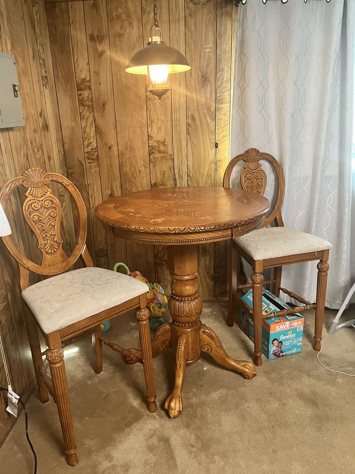 Antique 3 Piece Oak Barstool Set