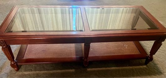 Wood and Glass Top Coffee Table